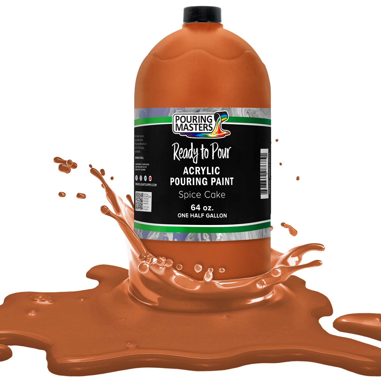Pouring Masters Spice Cake Ready to Pour Acrylic Pouring Paint - Premium 64-Ounce Pre-Mixed Fluid Acrylic Paint - Fluid Art Supplies for Canvas, Wood, Paper, Tile & Rocks